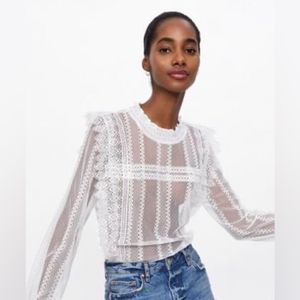Zara sheer Lace Blouse